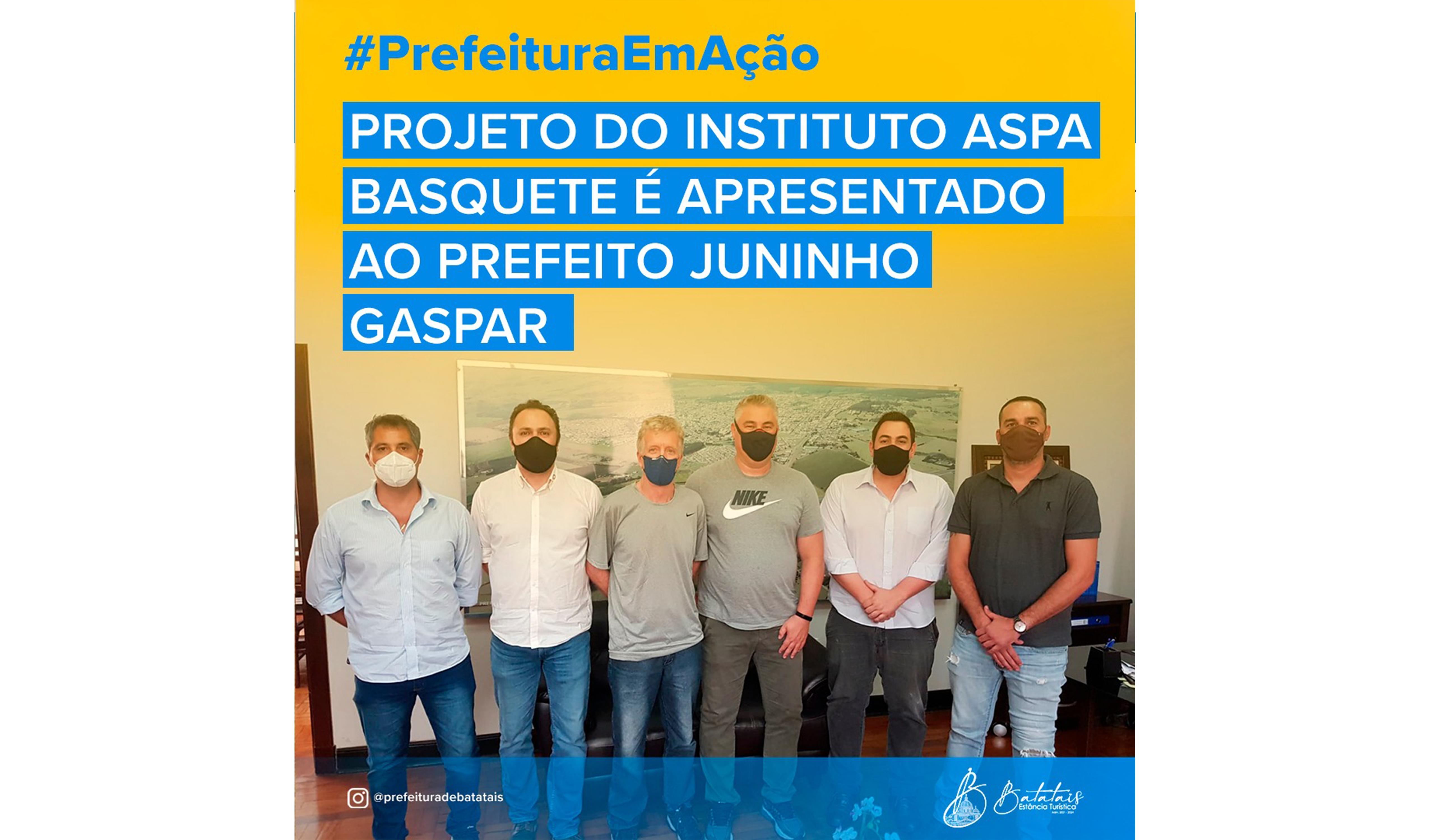 Prefeito Juninho Gaspar recebeu em seu gabinete a visita de representantes do Instituto ASPA Basquete.