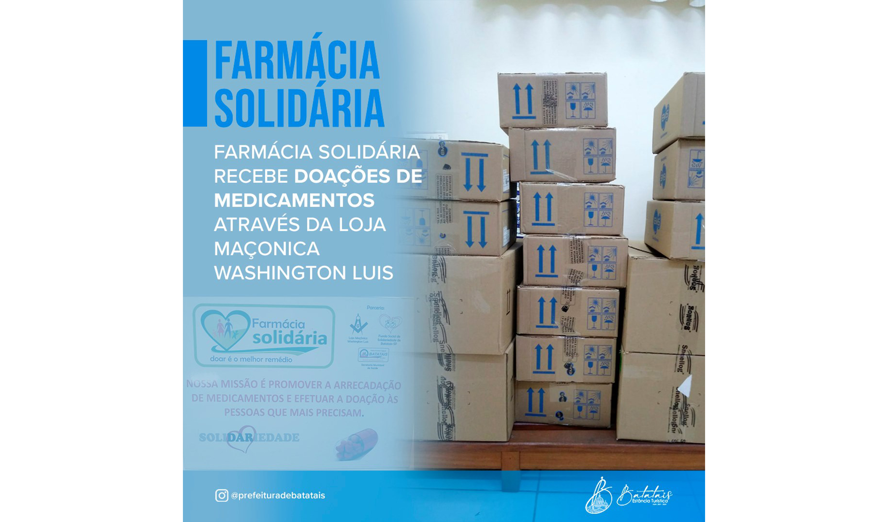 Programa Farmácia Solidária recebe doações.