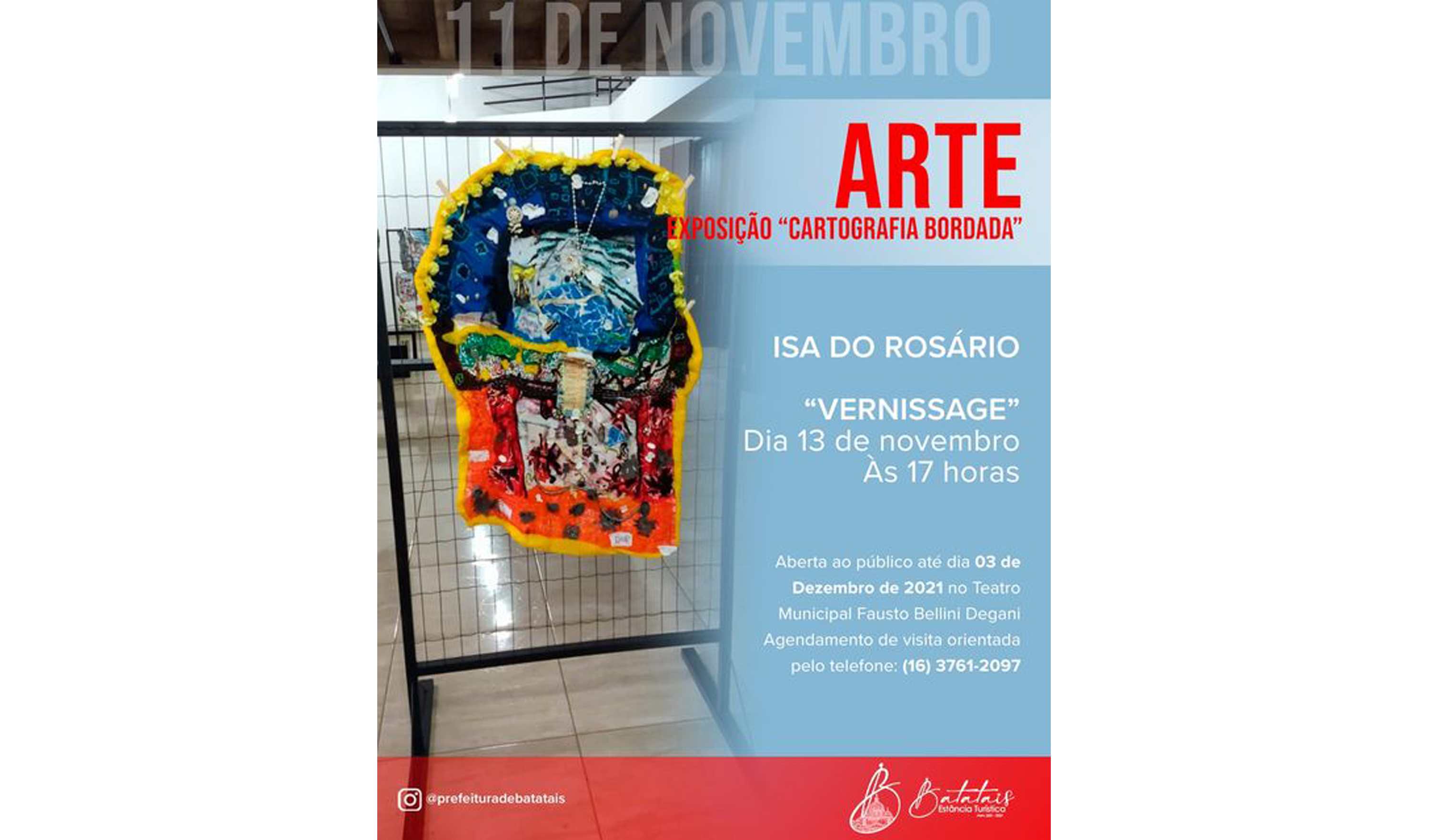 População é convidada para a exposição de arte ‘Cartografia Bordada’.