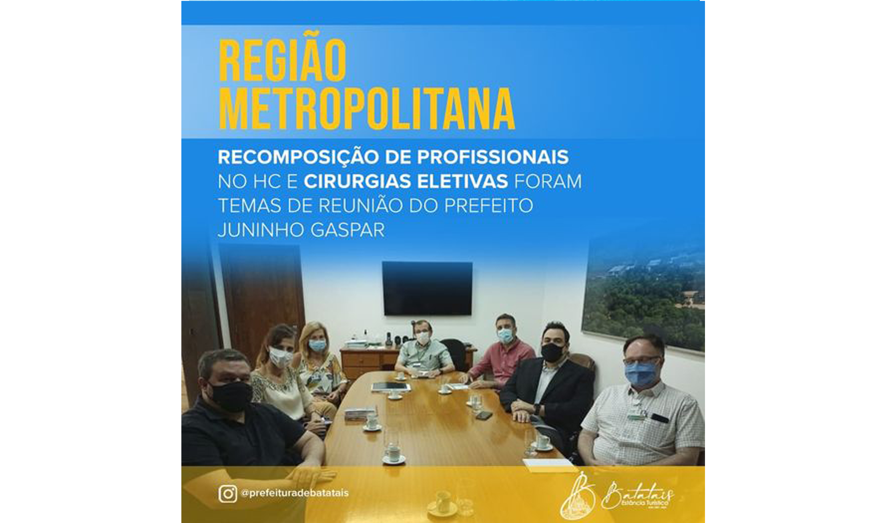 Região Metropolitana: recomposição de profissionais no HC e cirurgias eletivas foram temas de reunião do Prefeito Juninho Gaspar.