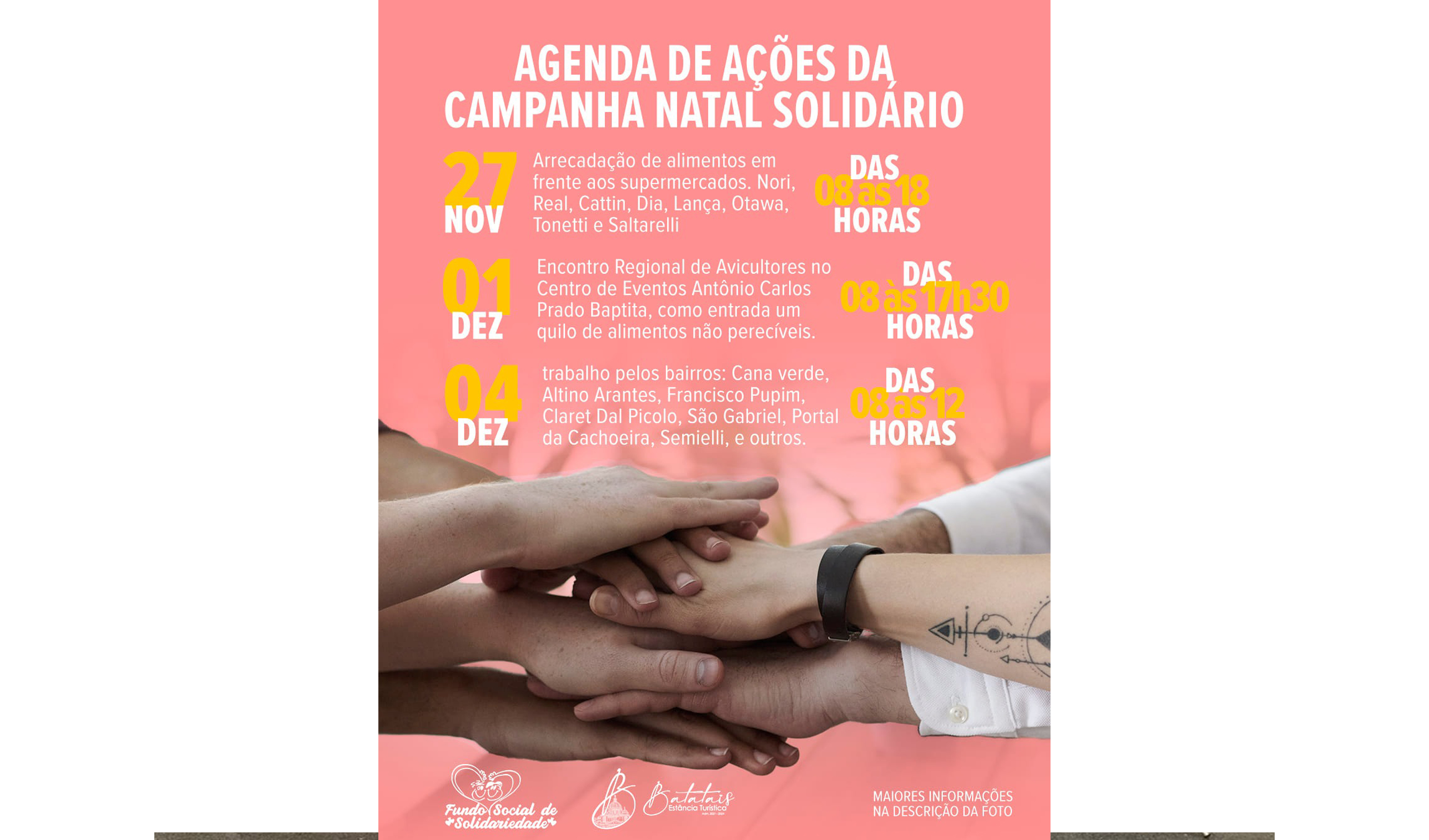 Fundo Social divulga agenda de ações da Campanha Natal Solidário.