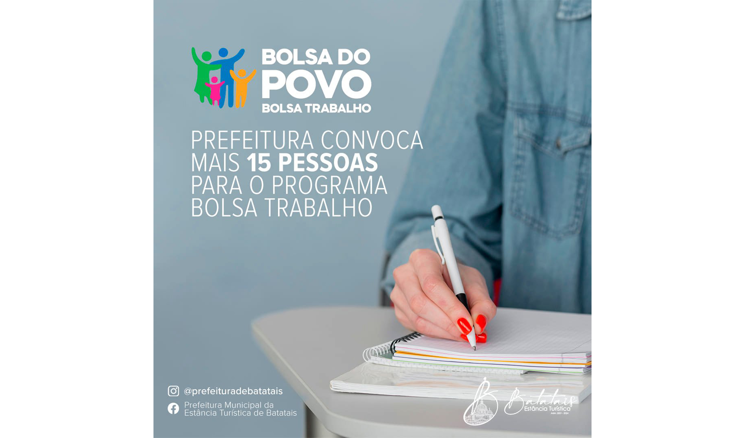 Prefeitura convoca mais 15 pessoas para o Programa Bolsa Trabalho.