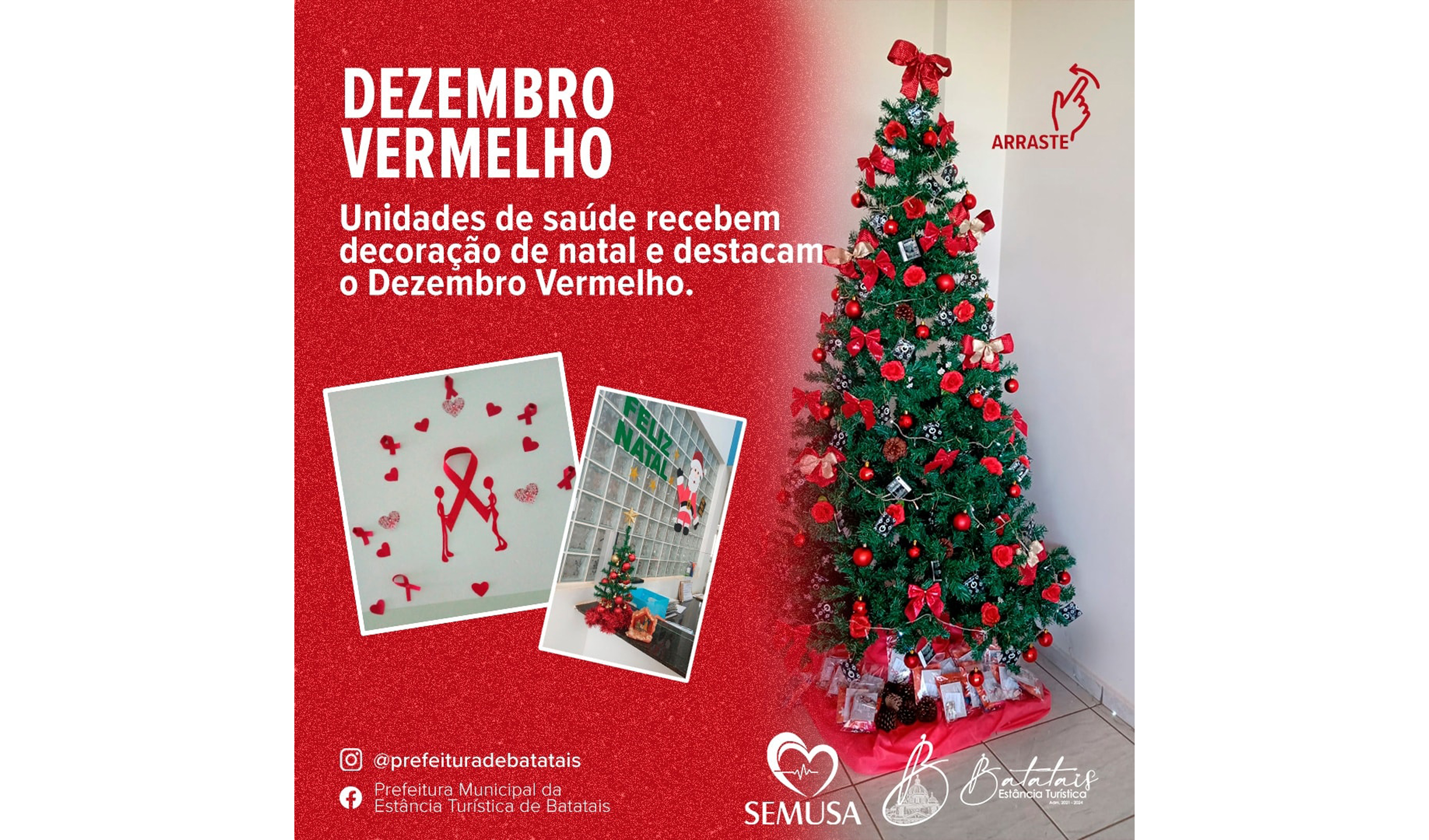 Unidades de saúde recebem decoração de natal e destacam o Dezembro Vermelho