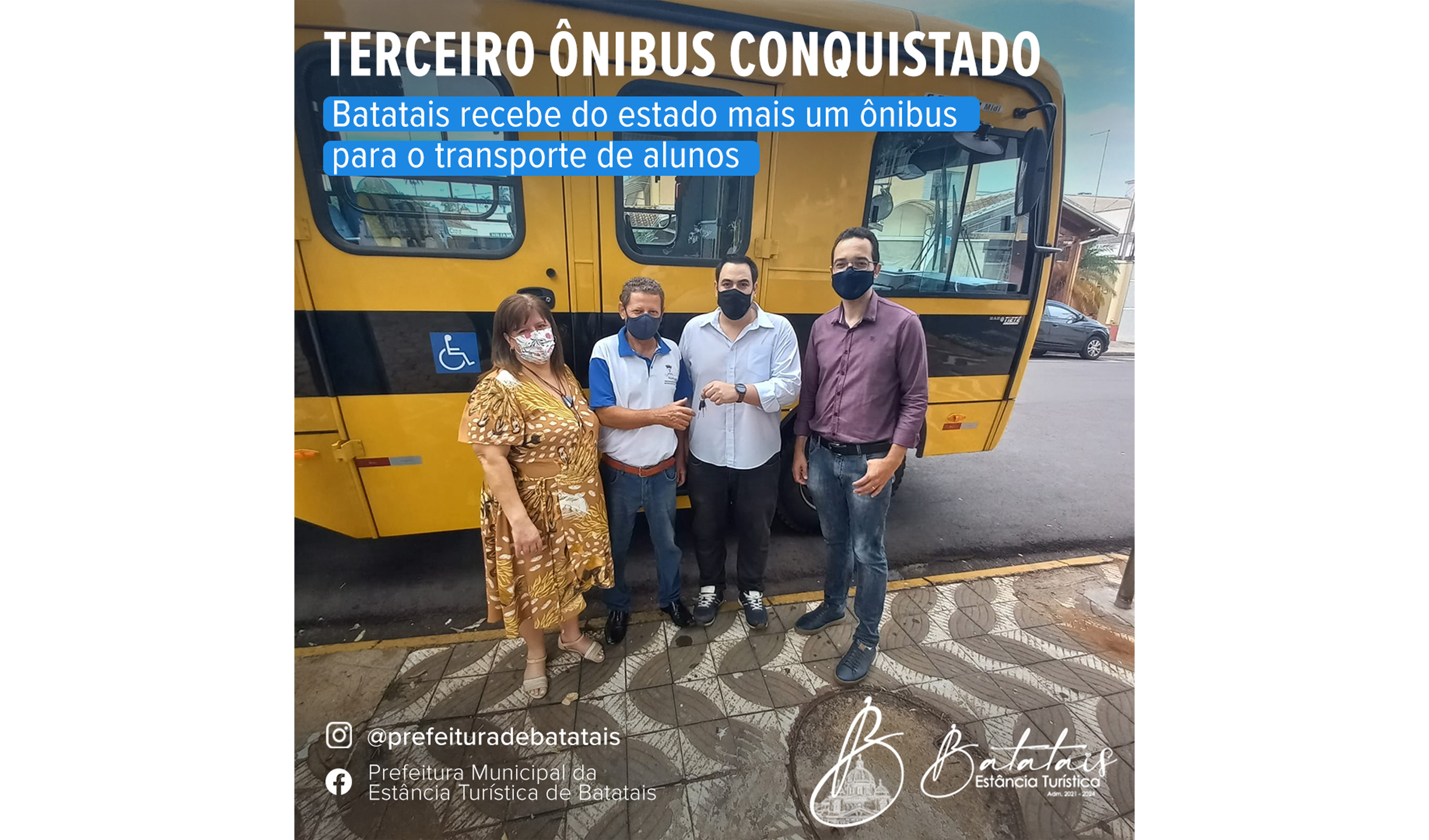 Batatais recebe do estado mais um ônibus para o transporte de alunos.