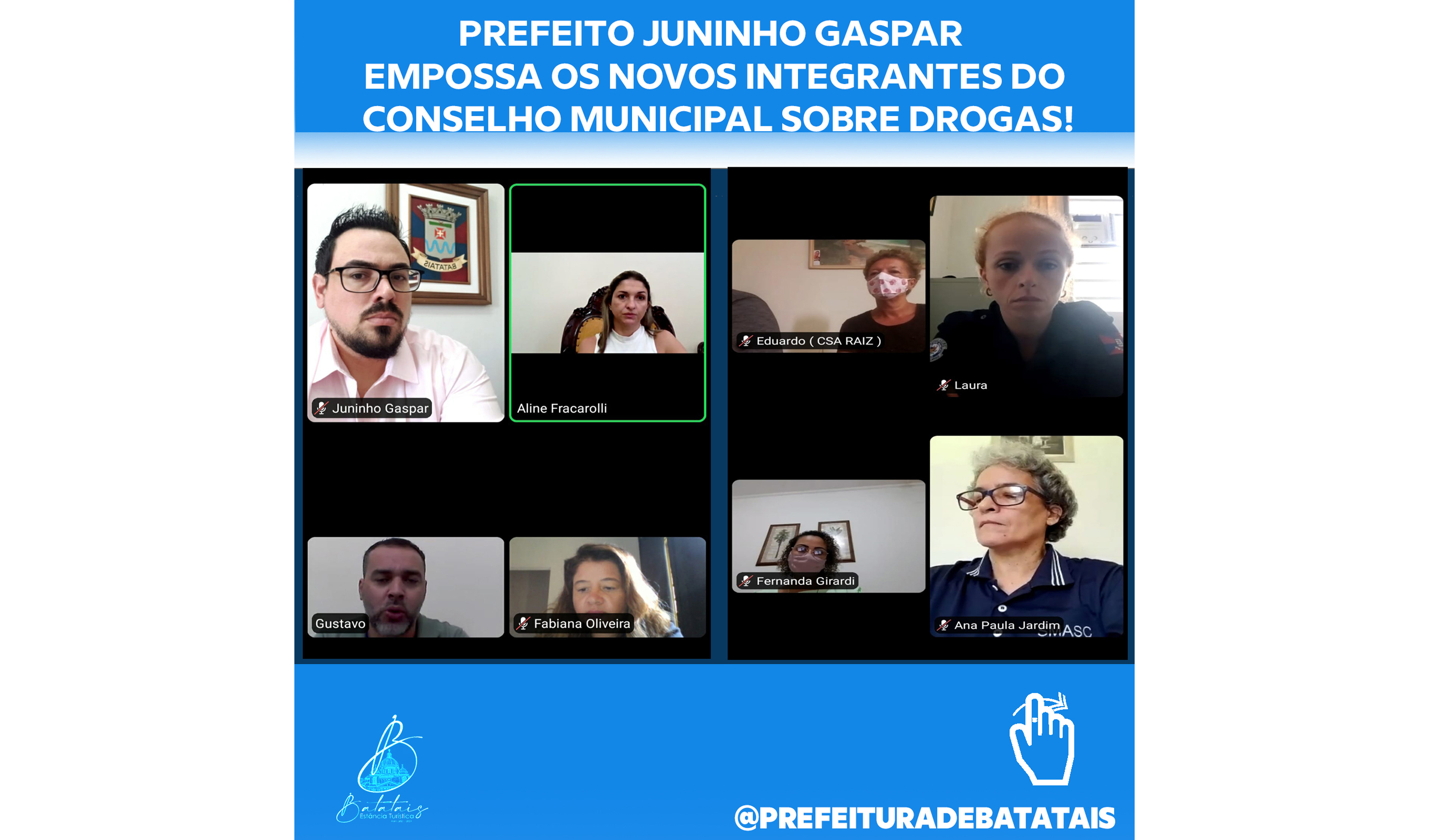 Prefeito Juninho Gaspar empossa os novos integrantes do Conselho Municipal sobre Drogas.