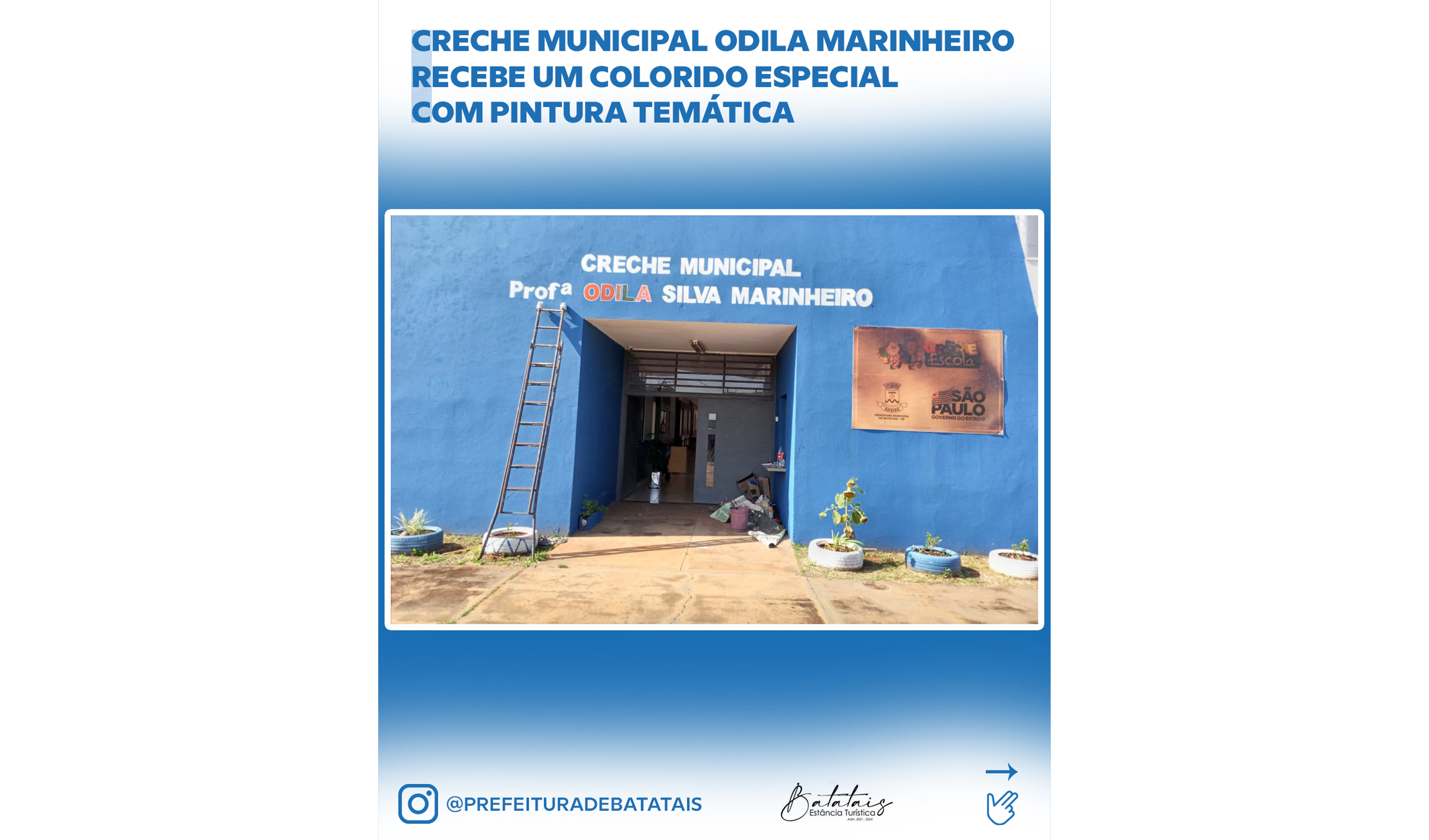 Creche Municipal Odila Marinheiro recebe um colorido especial com pintura temática.