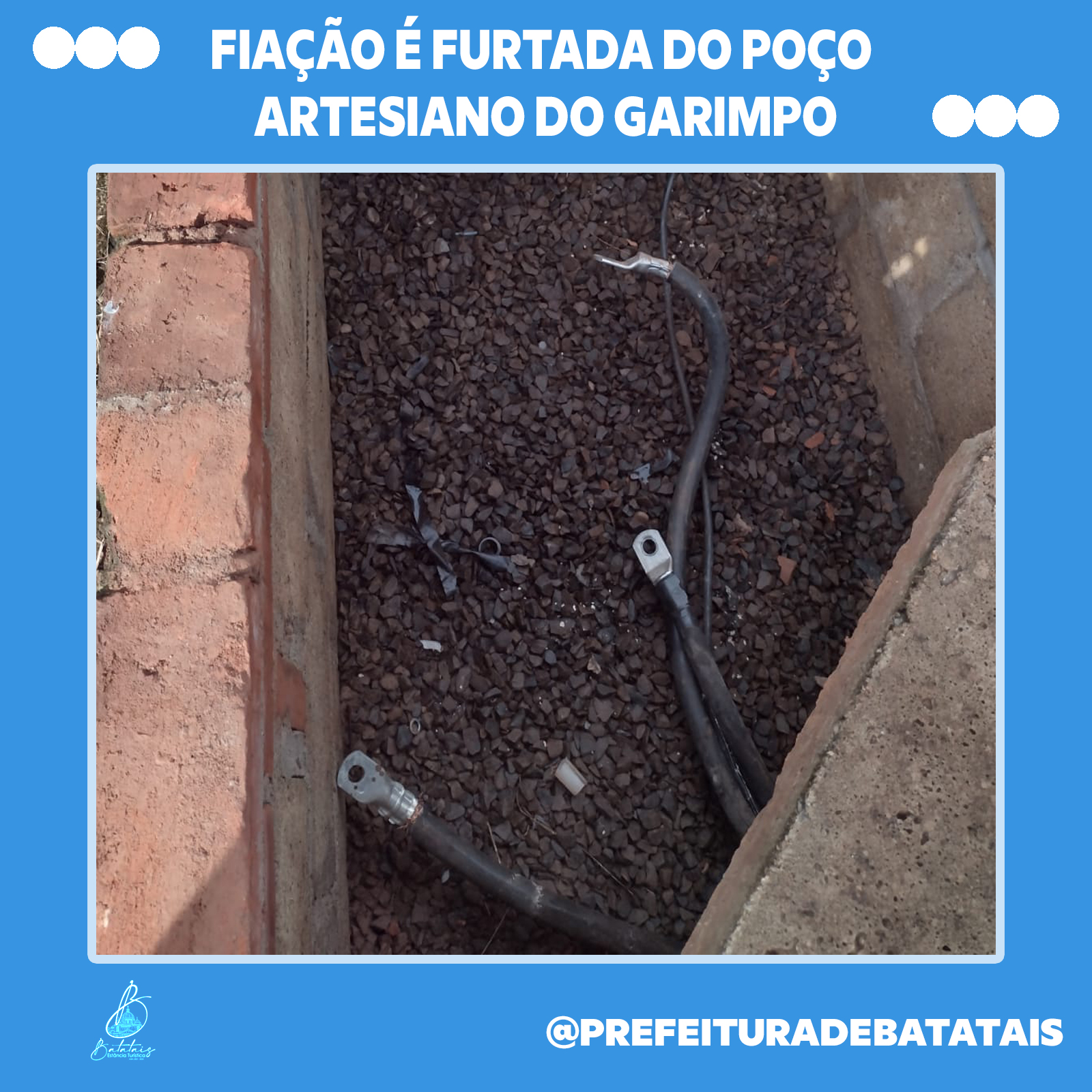 Fiação é furtada do poço artesiano do Garimpo