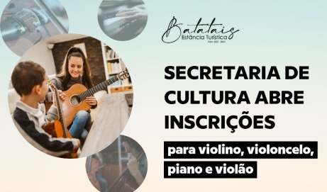 Secretaria de Cultura abre inscrições para violino, violoncelo, piano e violão.