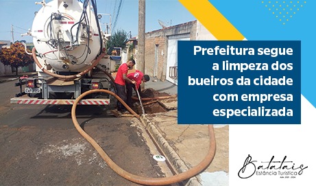 Prefeitura segue a limpeza dos bueiros da cidade com empresa especializada.