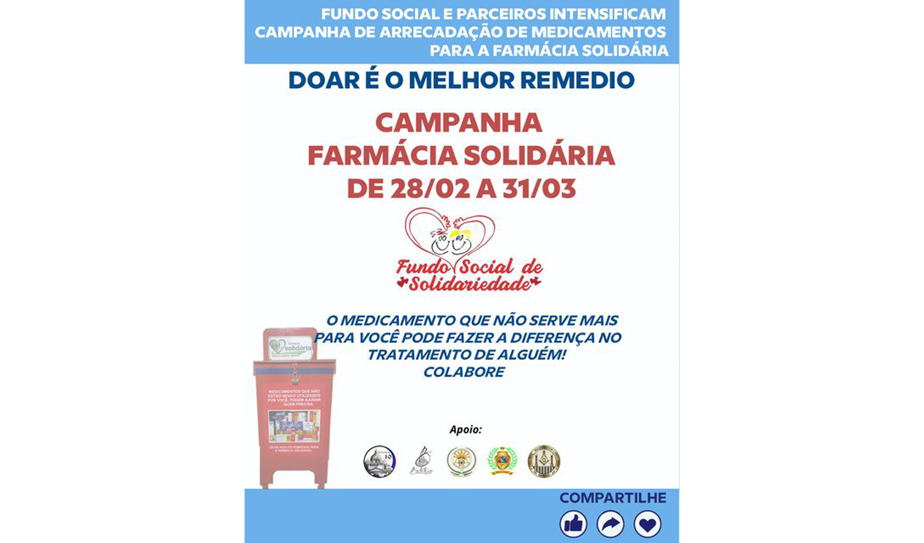 Fundo Social e parceiros intensificam campanha de arrecadação de medicamentos para a Farmácia Solidária