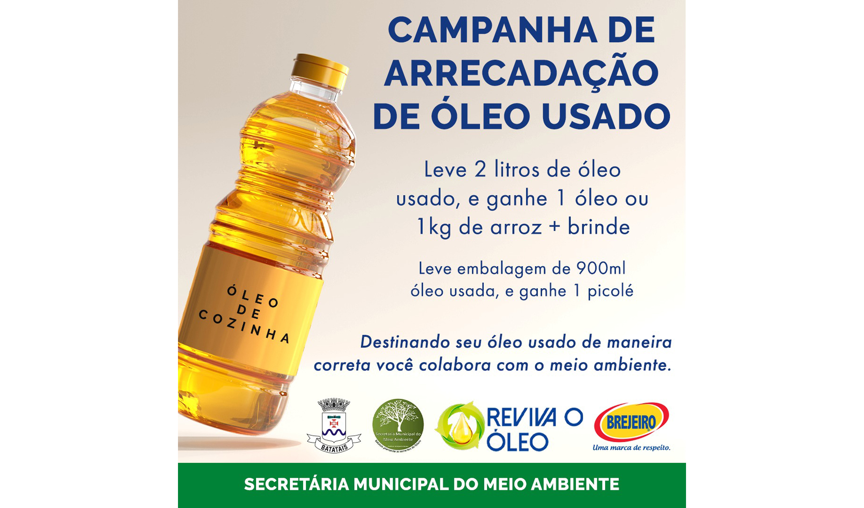 Batatais recebe Campanha de arrecadação de óleo usado.