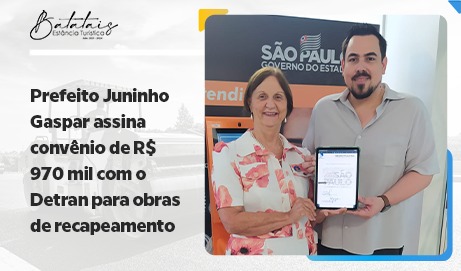 Prefeito Juninho Gaspar assina convênio de R$ 970 mil com o Detran para obras de recapeamento.