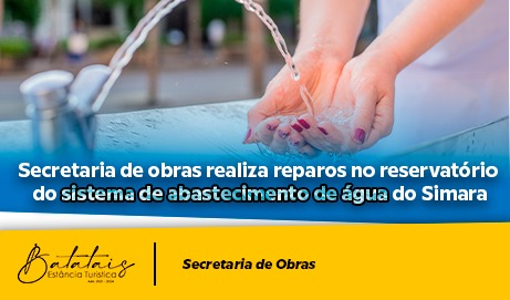 Secretaria de obras realiza reparos no reservatório do sistema de abastecimento de água do Simara.