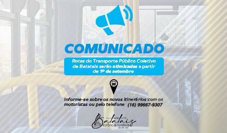 Rotas do Transporte Público Coletivo de Batatais serão otimizadas a partir de 1º de setembro.