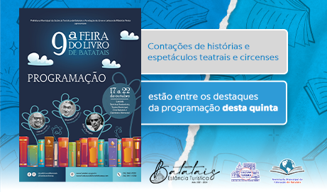 Contações de histórias, espetáculos teatrais e circenses e show estão entre os destaques da programação da Feira do Livro desta quinta