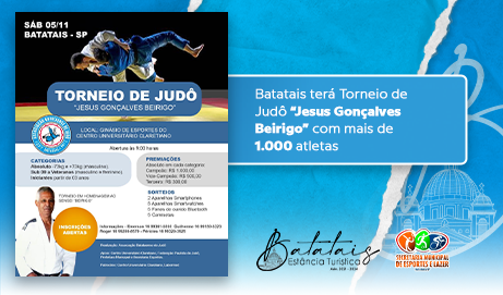 Batatais terá Torneio de Judô “Jesus Gonçalves Beirigo” com mais de 1.000 atletas