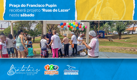 Praça do Francisco Pupin receberá projeto ‘Ruas de Lazer’ neste sábado