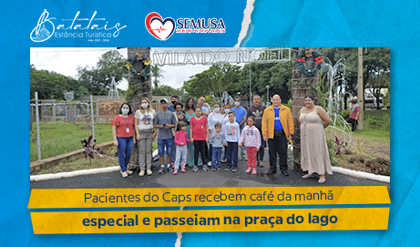 Pacientes do Caps recebem café da manhã especial e passeiam na praça do lago