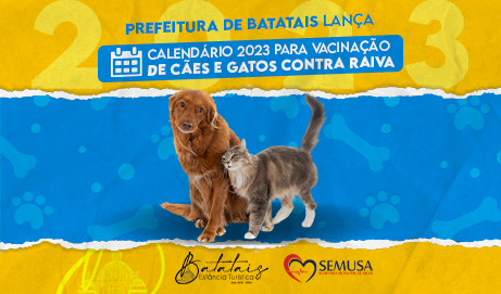 Prefeitura de Batatais lança Calendário 2023 para vacinação de cães e gatos contra raiva