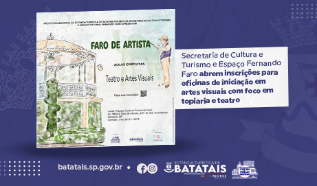 Secretaria de Cultura e Turismo e Espaço Fernando Faro abrem inscrições para oficinas de iniciação em artes visuais com foco em topiaria e teatro