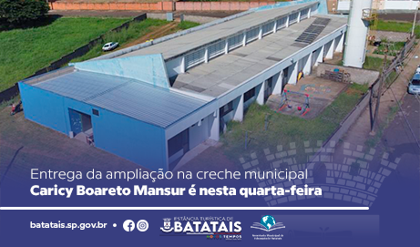 Entrega da ampliação na creche municipal Caricy Boareto Mansur é nesta quarta-feira