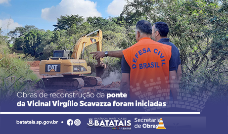 Obras de reconstrução da ponte da Vicinal Vergílio Scavazza foram iniciadas