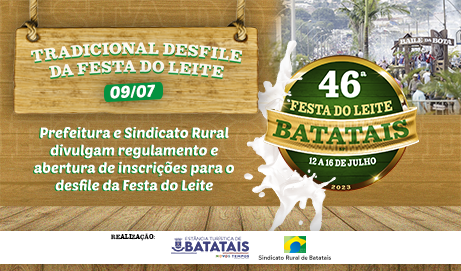 Prefeitura e Sindicato Rural divulgam regulamento e abertura de inscrições para o desfile da Festa do Leite