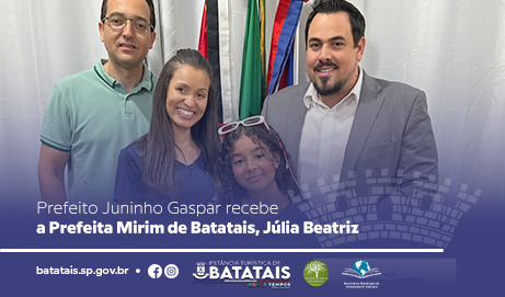 Prefeito Juninho Gaspar recebe a Prefeita Mirim de Batatais, Júlia Beatriz