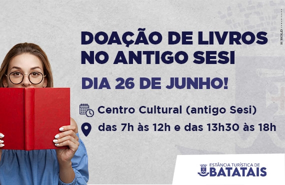 Biblioteca Municipal disponibiliza livros para doação no Centro Cultural, antigo Sesi de Batatais