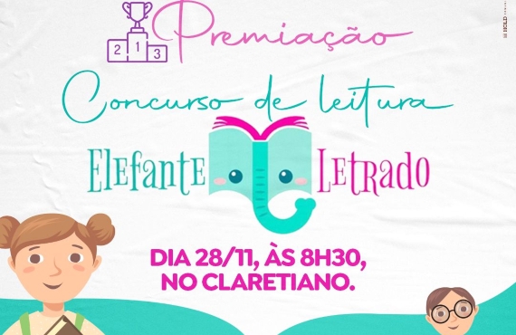 Convite: Cerimônia de Premiação do 1º Concurso de Leitura Elefante Letrado